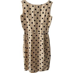 Vintage Beige Mini Dress with Black Polka Dots